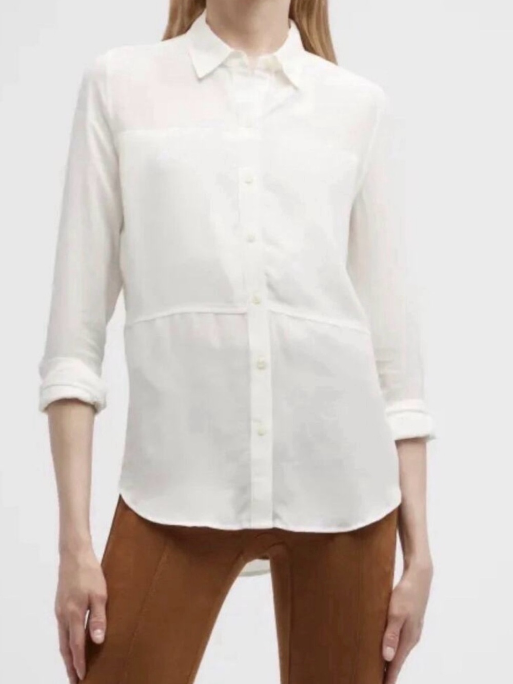 NWT Spanx Ivory Cream Button-Down Silk Shirt for Women Beautiful 1X